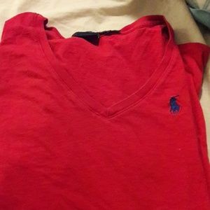 Red Polo Ralph Lauren v-neck shirt